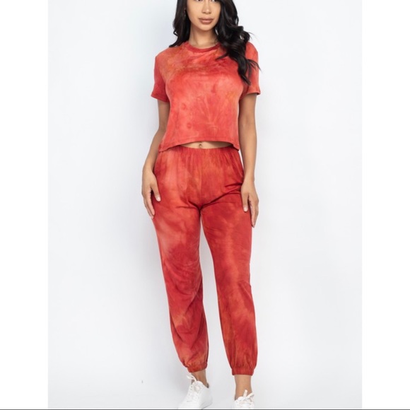 Pants - Tie dye printed top and jogger pant set